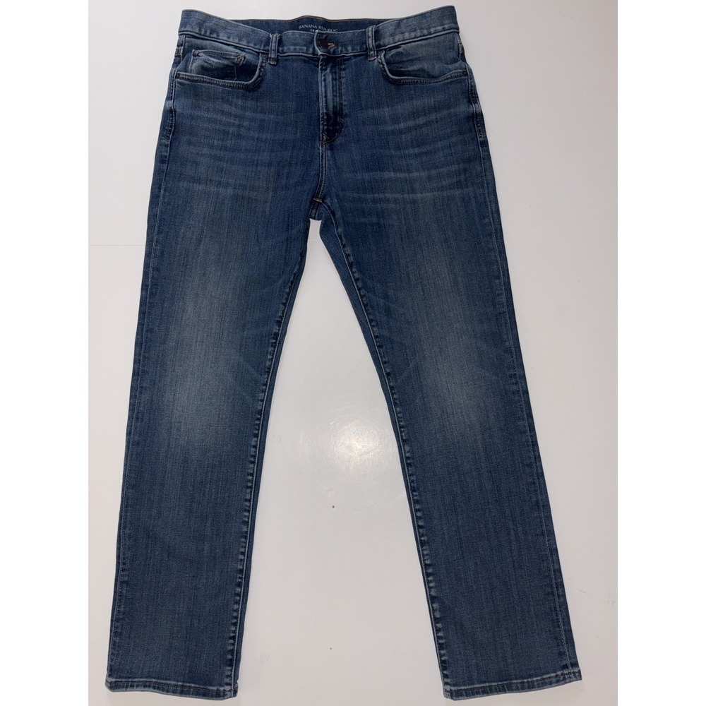 Banana Republic Mens Traveler Jeans 34x30 Blue Slim Fit Stretch Medium Wash